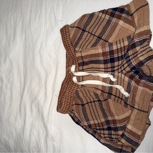 Aerie Brown and Blue Checkered Shorts